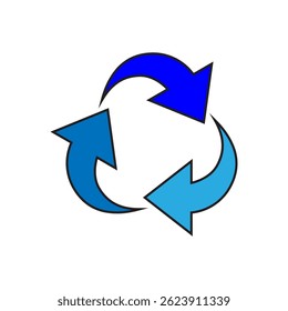 Recycling Sign Symbol Symbol Flat Design Vector Illustration. Isolated in a blank background can be edited and color-changed.