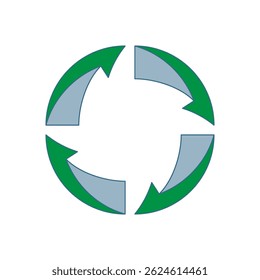 Recycling Sign Symbol Symbol Flat Design Vector Illustration. Isolated in a blank background can be edited and color-changed.