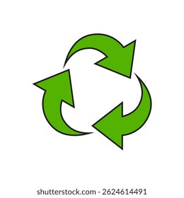 Recycling Sign Symbol Symbol Flat Design Vector Illustration. Isolated in a blank background can be edited and color-changed.