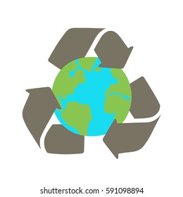 Recycling sign. Vector hand drawn illustration