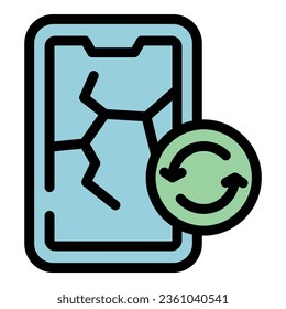 Recycling smartphone icon outline vector. Waste factory. Reuse plastic color flat