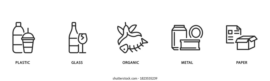 Recycling and sorting of waste flat line icon. Garbage sorting. Editable strokes - Shutterstock ID 1823535239