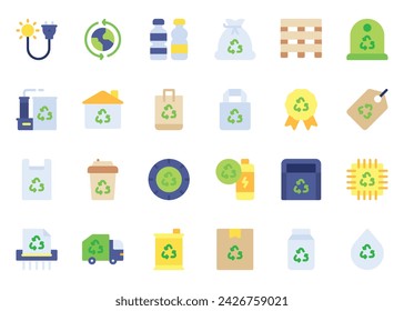 Recycling Station icon vector set. Recycling icon set. Recycling flat color icon collection