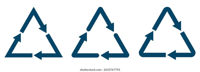recycling symbol CFB, vector. Reycycle code black. Collection of four recycling icons in outline, black, green, and blue styles. Perfect for eco, sustainability, and environmental projects. Recycle. 