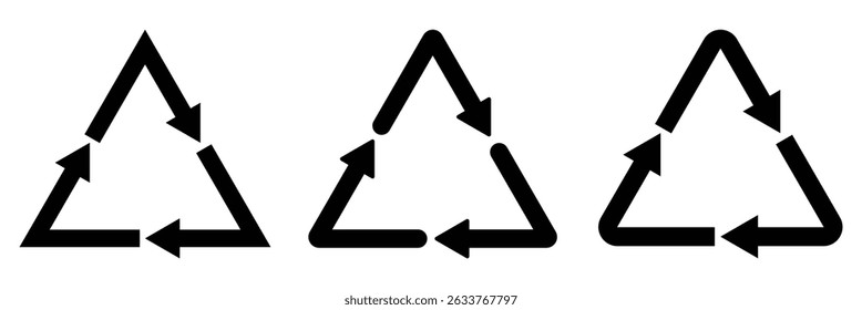 recycling symbol CFB, vector. Reycycle code black. Collection of four recycling icons in outline, black, green, and blue styles. Perfect for eco, sustainability, and environmental projects. Recycle. 