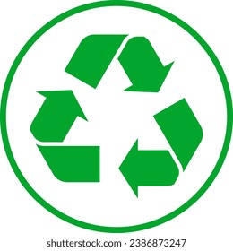 Recycling symbol design in circle. Vector elements for information, sign, education, trash, advertising,