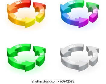 Recycling symbol different colors. Vector.