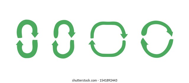 Recycling symbol in different styles. Mobius loop. Zero waste doodle icon. Flat recycle symbols in hand drawn style. Vector illustration
