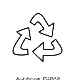 recycling symbol doodle icon, vector illustration