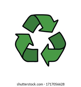 recycling symbol doodle icon, vector illustration