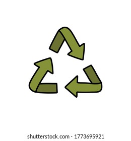 recycling symbol doodle icon, vector illustration