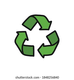 recycling symbol doodle icon, vector illustration