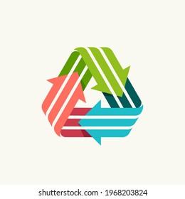 Recycling symbol drawn with three lines. Emblem for your eco-friendly Illustrations, and plastic free living and zero waste projects. 