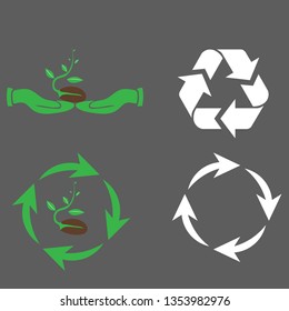 recycling symbol of ecologically pure funds, green vector collection, set of arrows
