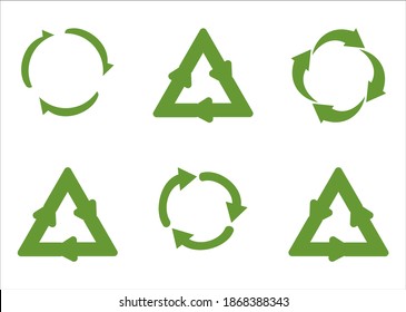 Recycling symbol of ecologically pure funds, set of green arrows