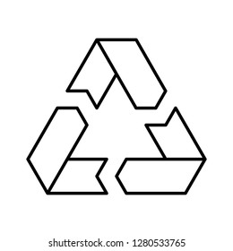 Recycling symbol. Environmental or ecological symbol. Simple flat vector icon. White sign with black outline.