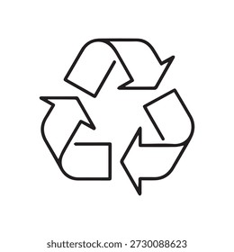 Recycling symbol featuring three interconnected arrows in a circular formation