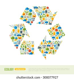 Recycling Symbol Flat Icons Concept. Vector Illustration. Waste utilization.