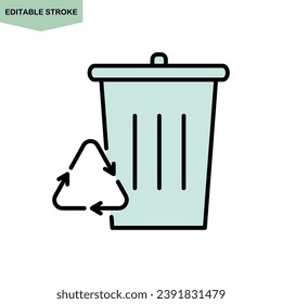  Recycling symbol and garbage box, vector illustration
