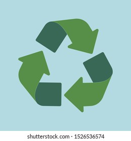 Recycling symbol. Green arrows icon. Recycled materials symbol. Recycling vector icon. Recycled logo. Recycling sign