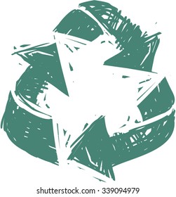 Recycling symbol, hand draw illustration