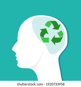 The recycling symbol is in the head. Recycling ideas. vector