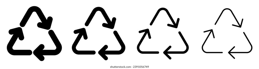 Recycling symbol icon set. Collection of universal recycling symbols in flat linear style. Vector illustration