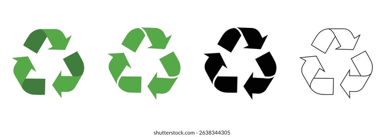 Recycling Symbol Icon Set – Eco-Friendly Vector Designs in Modern and Classic Styles