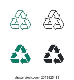Diseño de vectores de conjunto de iconos de símbolo de reciclaje.