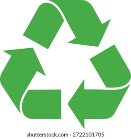 Recycling symbol icon vector illustration, green arrows in loop, minimal designRecycling symbol icon vector illustration, green arrows in loop, minimal design