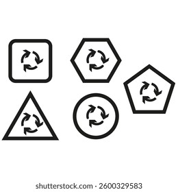 Recycling symbol icons. Arrows in geometric shapes. Circular eco-friendly design. Minimal vector elements.