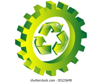 símbolo de reciclado dentro del engranaje