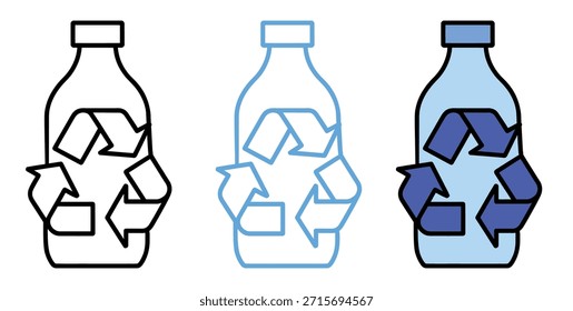 Símbolo de reciclaje dentro de una botella de plástico que representa la sostenibilidad ambiental