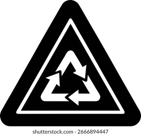 Recycling symbol inside a triangle isolated on white background