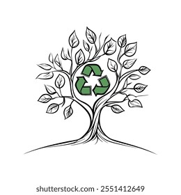 Recycling Symbol Integrated with Tree Illustration