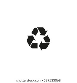 Recycling symbol isolated on white background vector illustration. Packaging sign, mobius loop, chasing arrows. Indicates that object capable of being recycled. World standard black pictogram.