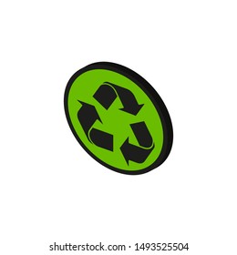 recycling symbol in isometry flat style, vector