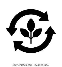 Recycling symbol with leaf representing eco friendly and sustainable practices