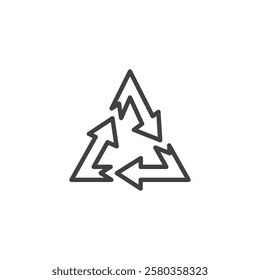 Recycling Symbol line icon. linear style sign for mobile concept and web design. Three arrows triangle outline vector icon. Sustainable energy symbol, logo illustration. Vector graphics