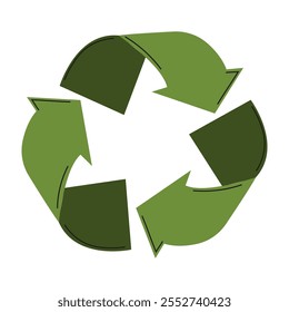 Recycling symbol made of green arrows emphasizing sustainability and environmental awareness