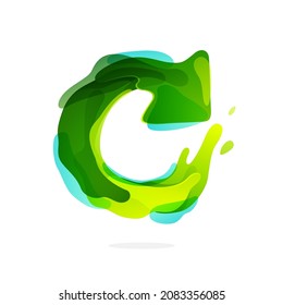 Recycling symbol made of green splashes. Watercolor style. Emblem for your eco-friendly Illustrations, and plastic free living and zero waste projects. 