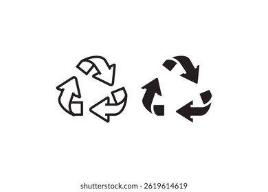 Recycling Symbol Minimalist Black and White Icons Vector