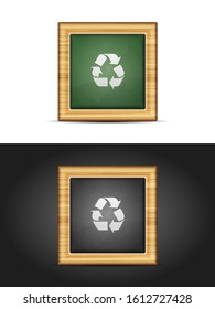 Recycling symbol on chalkboard set. Vector illustration.