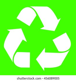 Recycling symbol on green