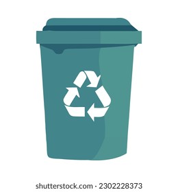 Recycling symbol on plastic bin icon isolated