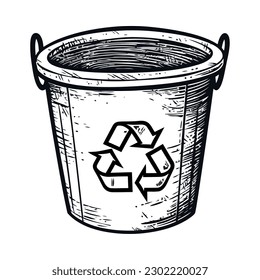 Símbolo de reciclaje en contenedor de plástico, icono de medio ambiente limpio