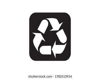 recycling symbol on a rectangle.