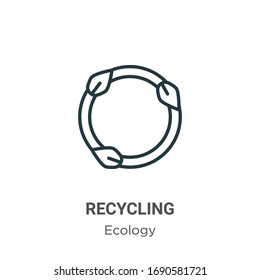 Recycling symbol outline vector icon. Thin line black recycling symbol icon, flat vector simple element illustration from editable ecology concept isolated stroke on white background