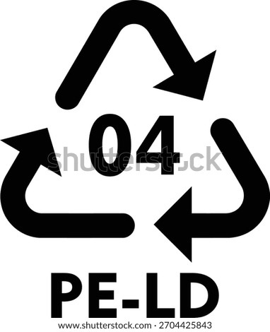 Recycling symbol for PE-LD, which is Low-Density Polyethylene. The number 4 is in the center.