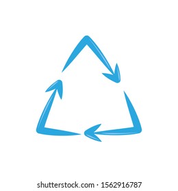 recycling symbol plastic flat icon blue vector illustration